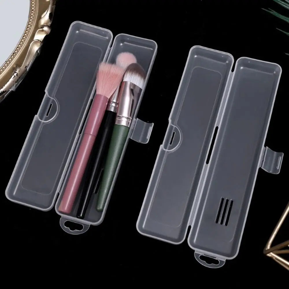 Transparent Makeup Brush & Pen Storage Box with Cover | 3 Sizes