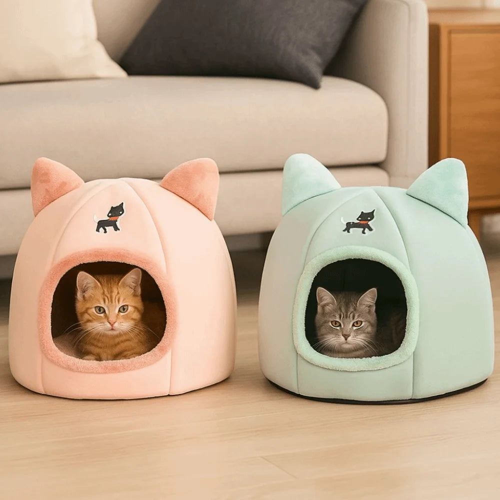 Pumpkin Cat Bed – Cozy Enclosed Pet Cave for Cats & Small Dogs