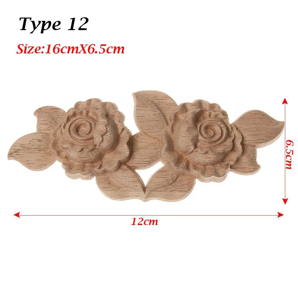 Wood Carved Rose Flower Applique – DIY Furniture & Home Decor
