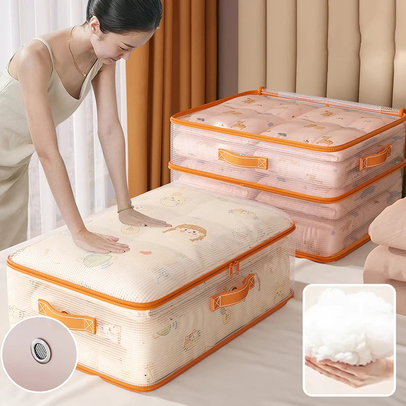 Clear PVC Blanket & Clothes Storage Bag with Zipper Organizer