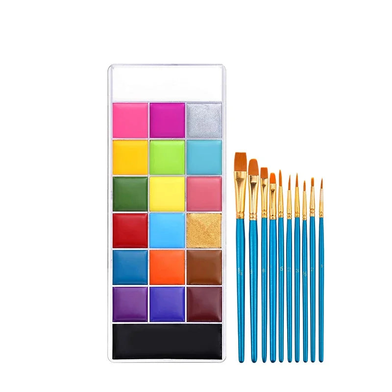 20-Color Face & Body Paint Palette – Halloween Cosplay Stage
