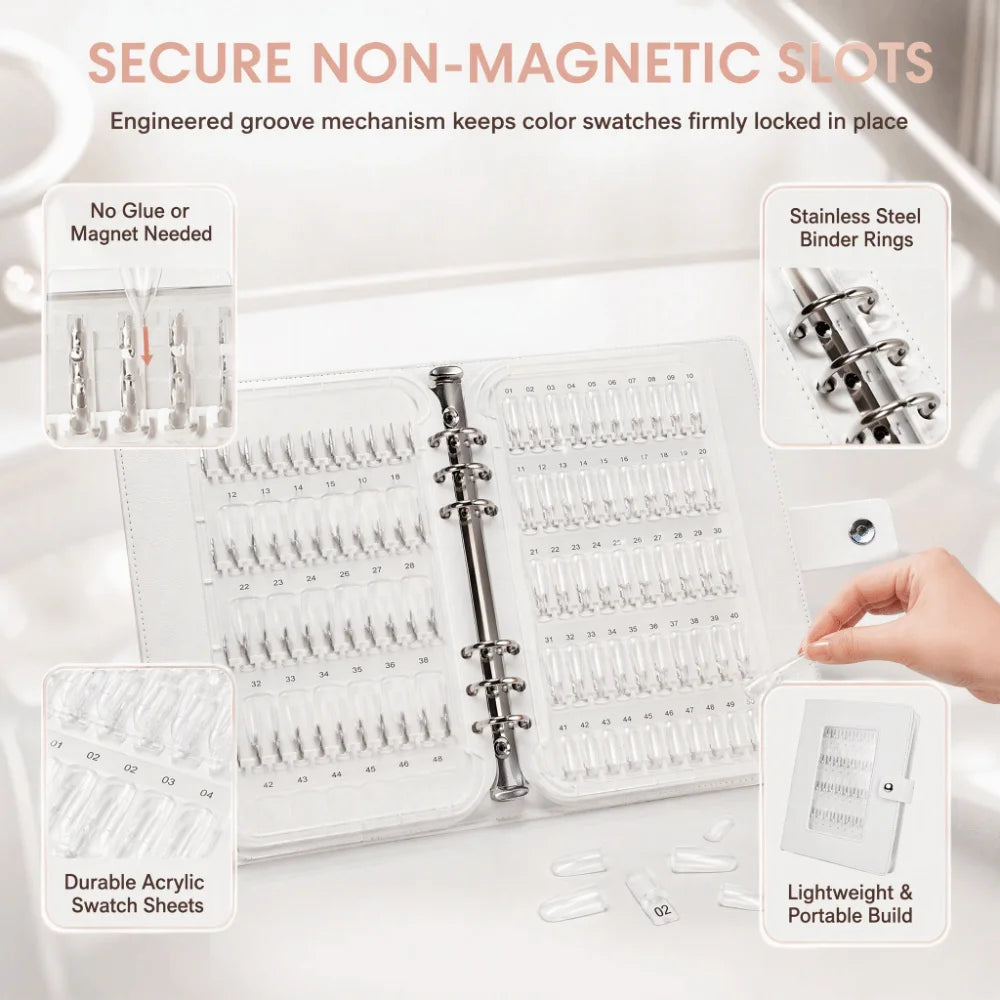 150-Slot Nail Polish Color Display Book | Detachable Card Holder