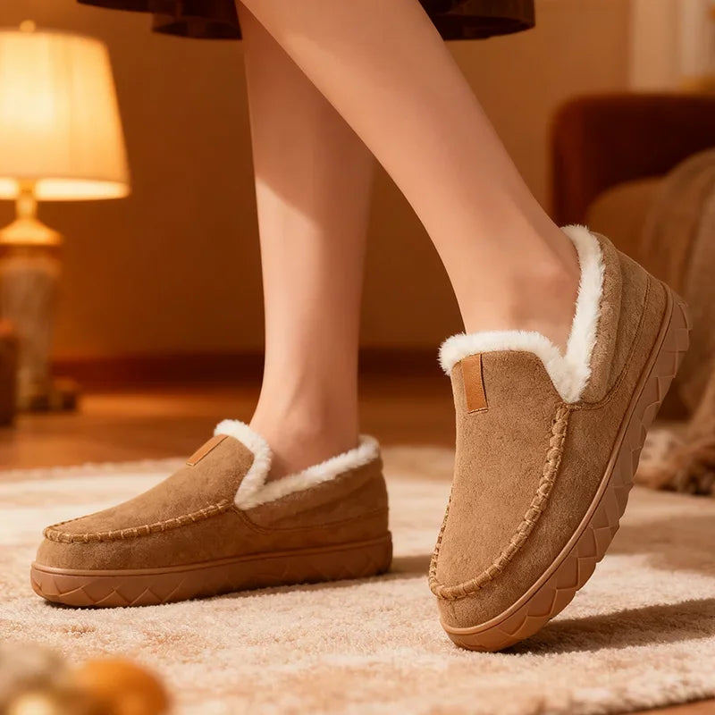 Men's Winter Plush House Slippers – Warm Indoor Suede Shoes