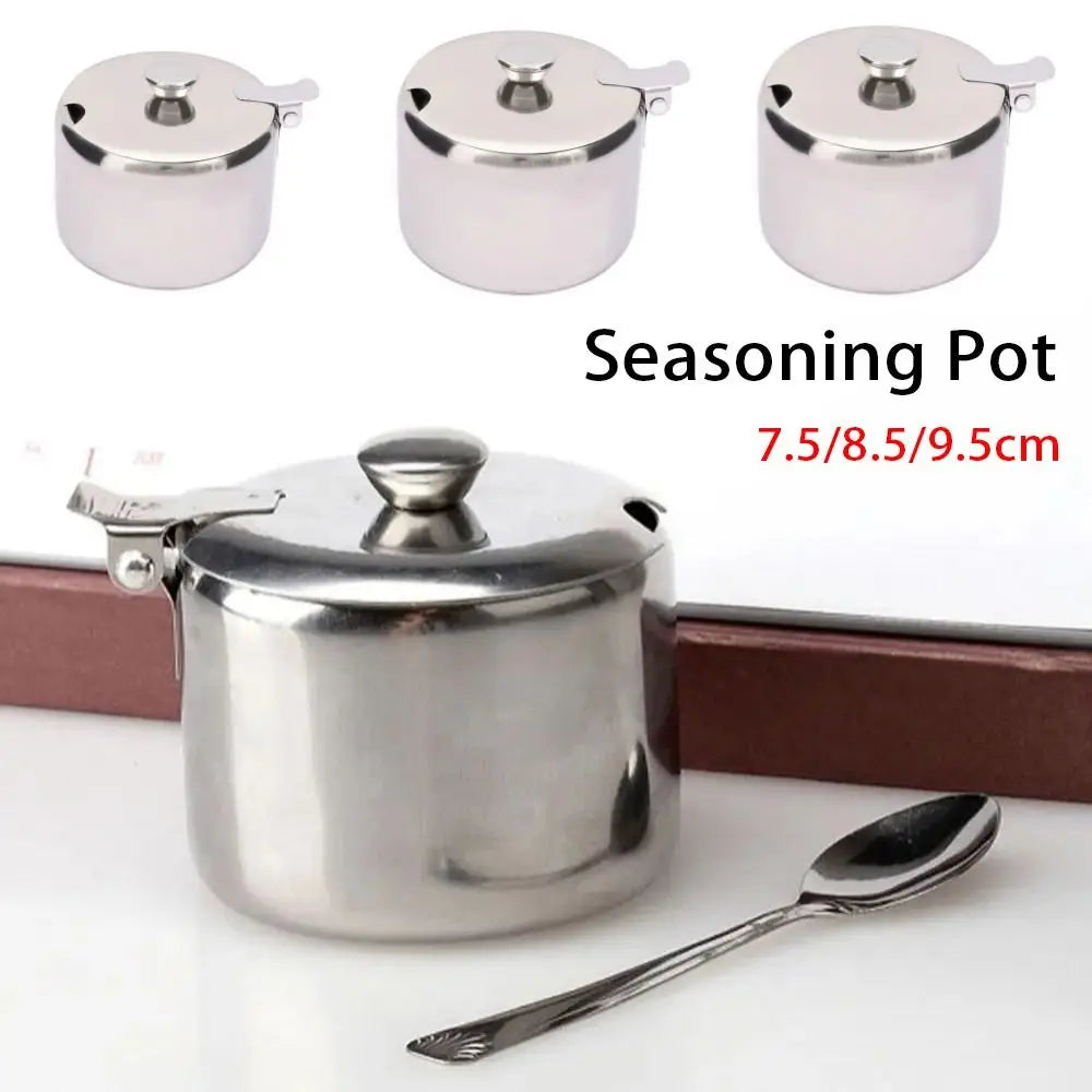 Stainless Steel Sugar Spice Jar with Lid & Spoon | 3 Sizes