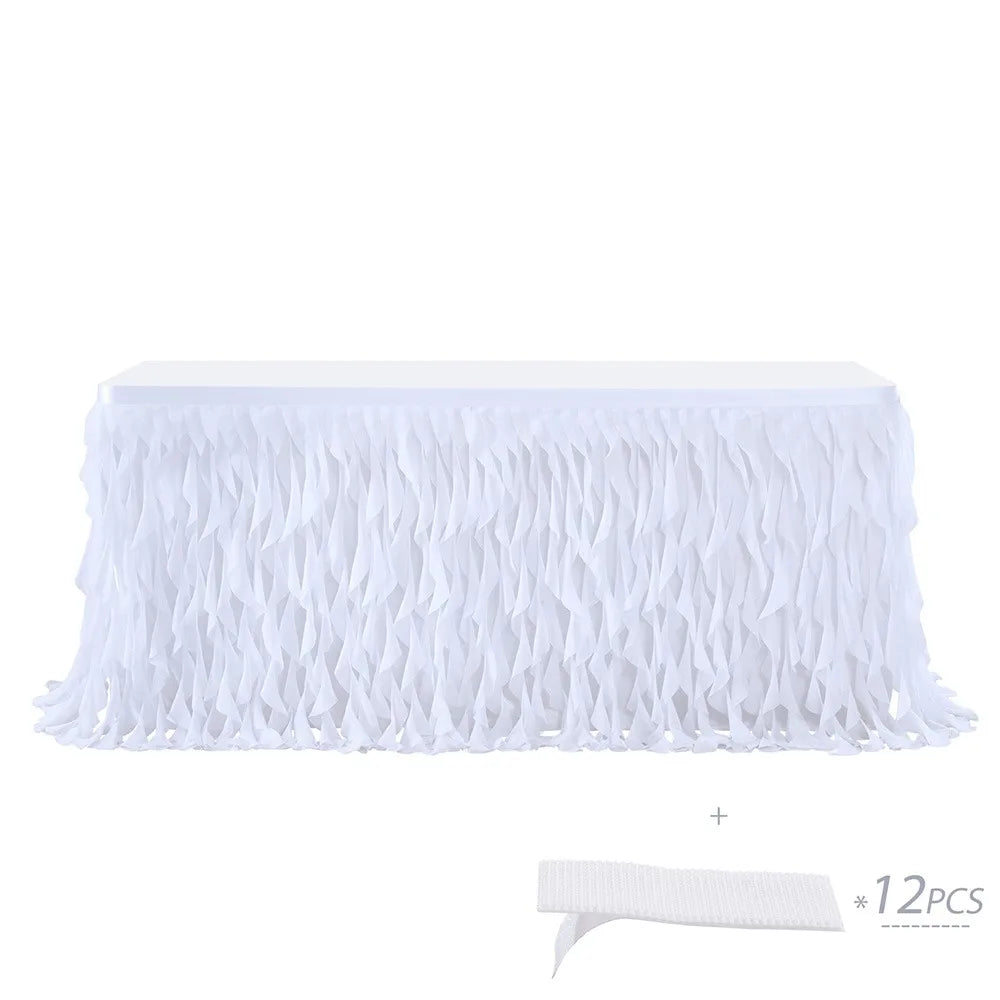Multicolor Tulle Ruffle Table Skirt 183cm – Wedding & Party Décor