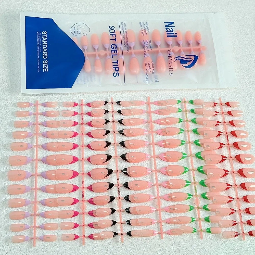 144-Piece Press On Nails – 6 Colors Glossy Full Cover Tips