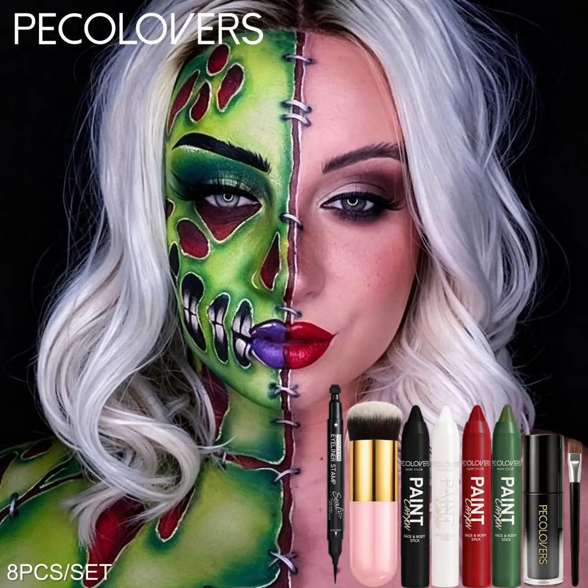 8-Piece Halloween Gothic Face & Body Paint Makeup Kit