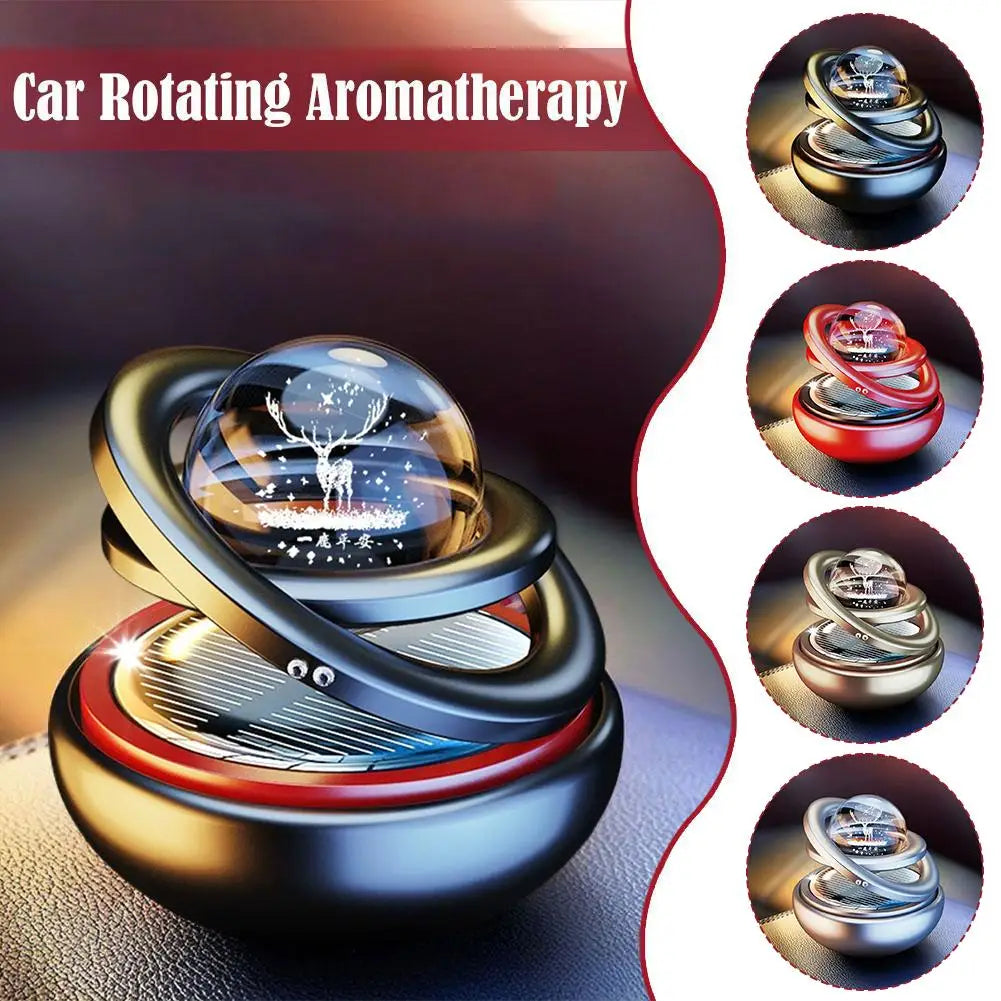 Solar Rotating Crystal Ball Car Aromatherapy Hanging Ornament