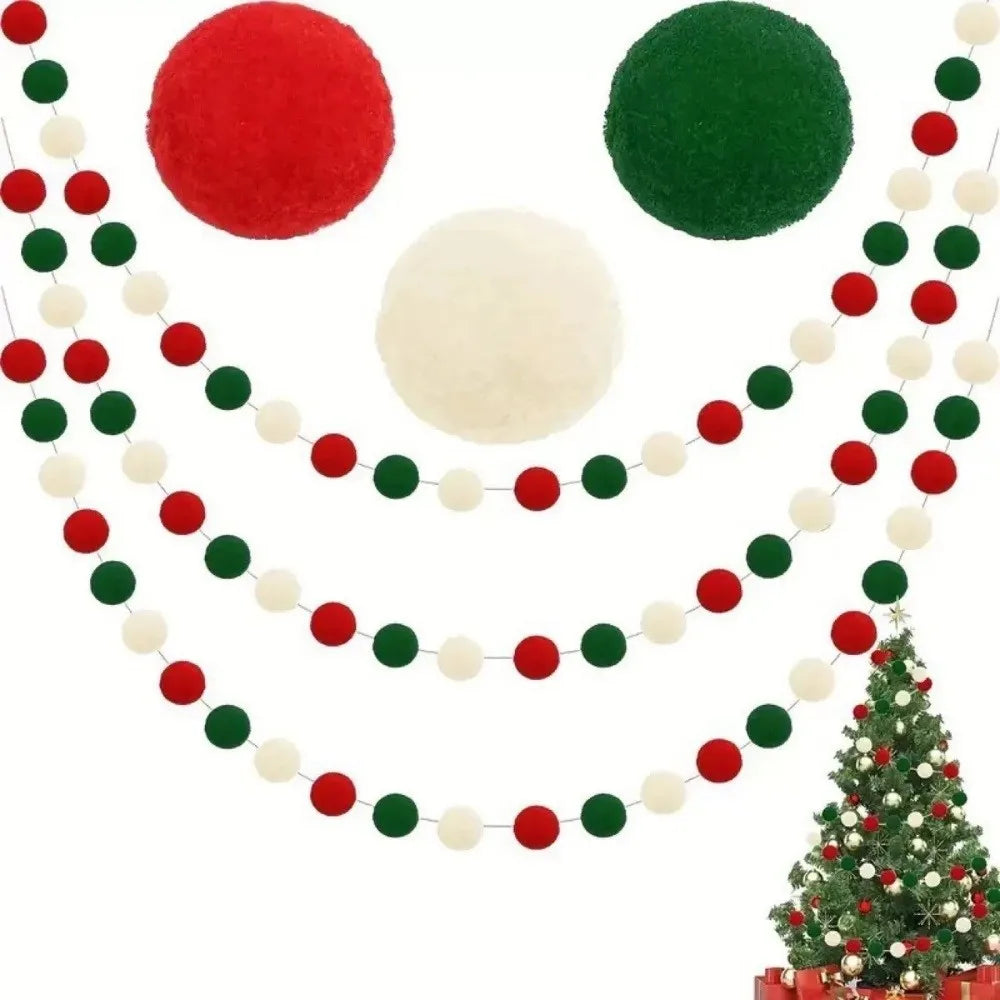 Felt Ball Garland – Colorful Hanging String Banner Wall Decor