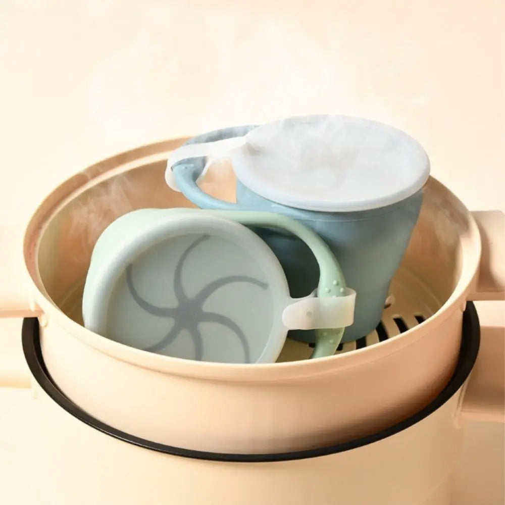 Foldable Silicone Baby Snack Cup with Lid – 350ml Kids Cup