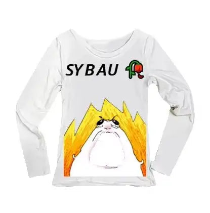 Women's Y2K Meme Print Long Sleeve Slim Fit Tee | Casual Top