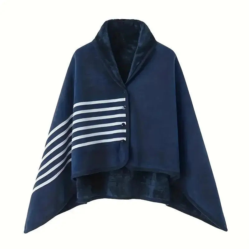 Wearable Plaid Blanket Shawl Wrap with Buttons | Fleece Throw