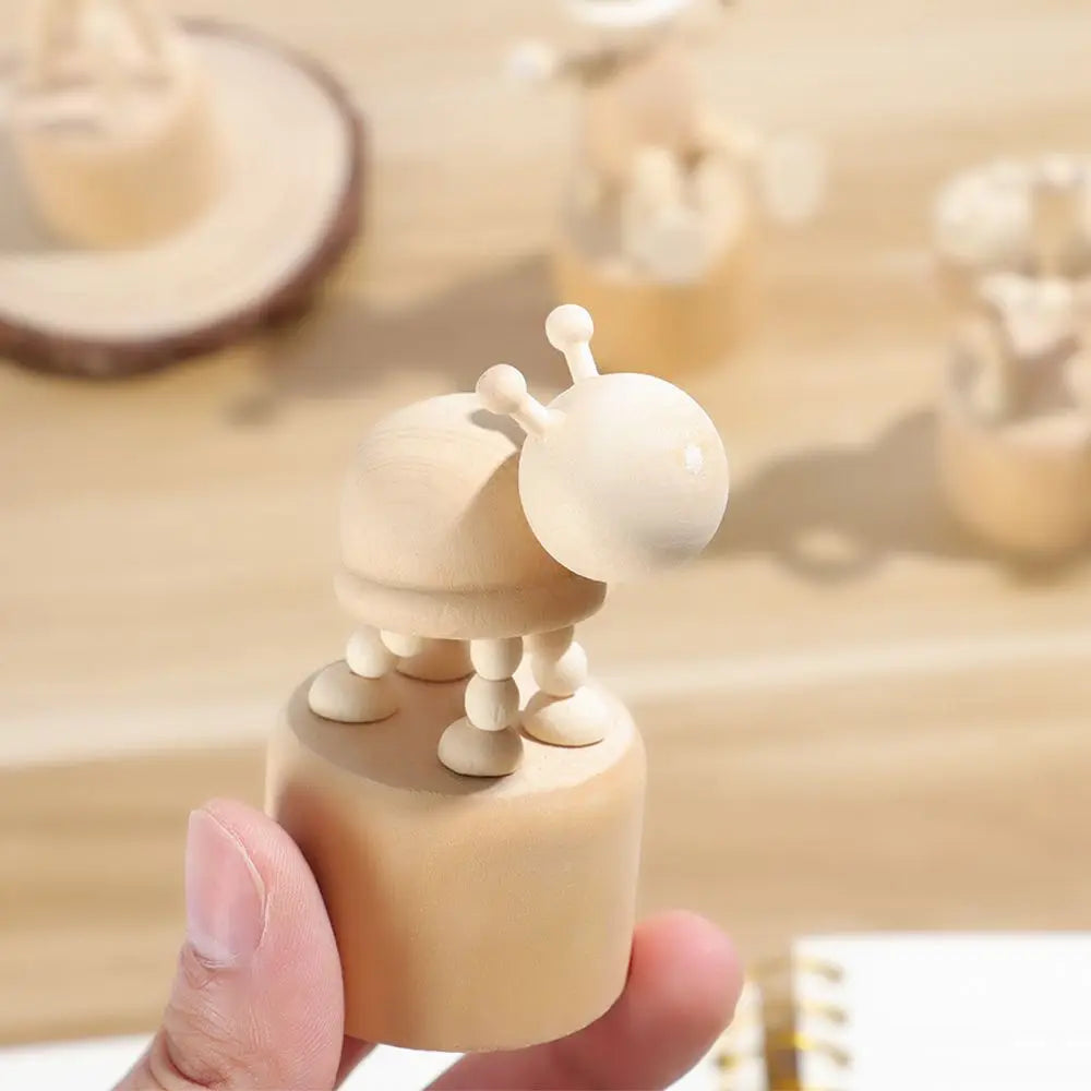 Wooden Animal Puppet Figurine – Mini Desktop Shelf Ornament