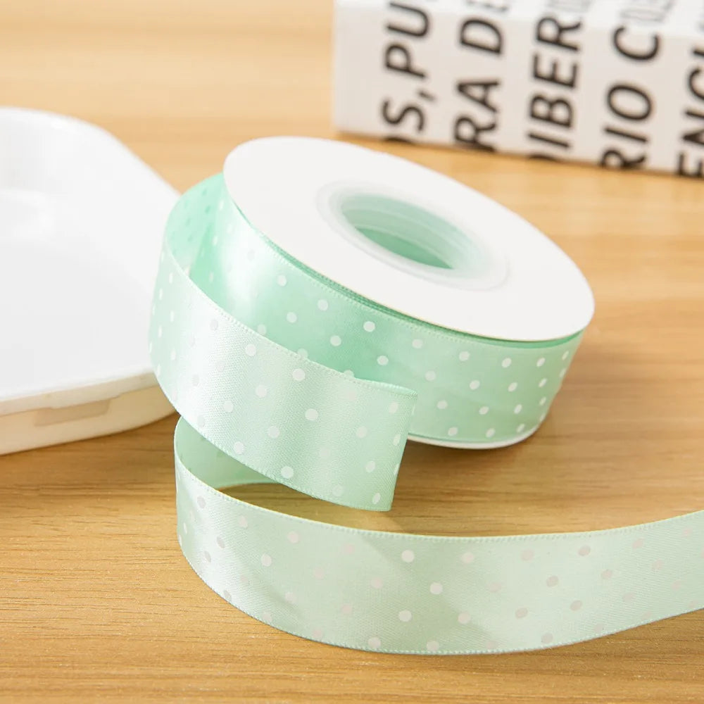 Polka Dot Ribbon 1" Wide – Shiny Multicolor DIY Craft & Gift Wrap