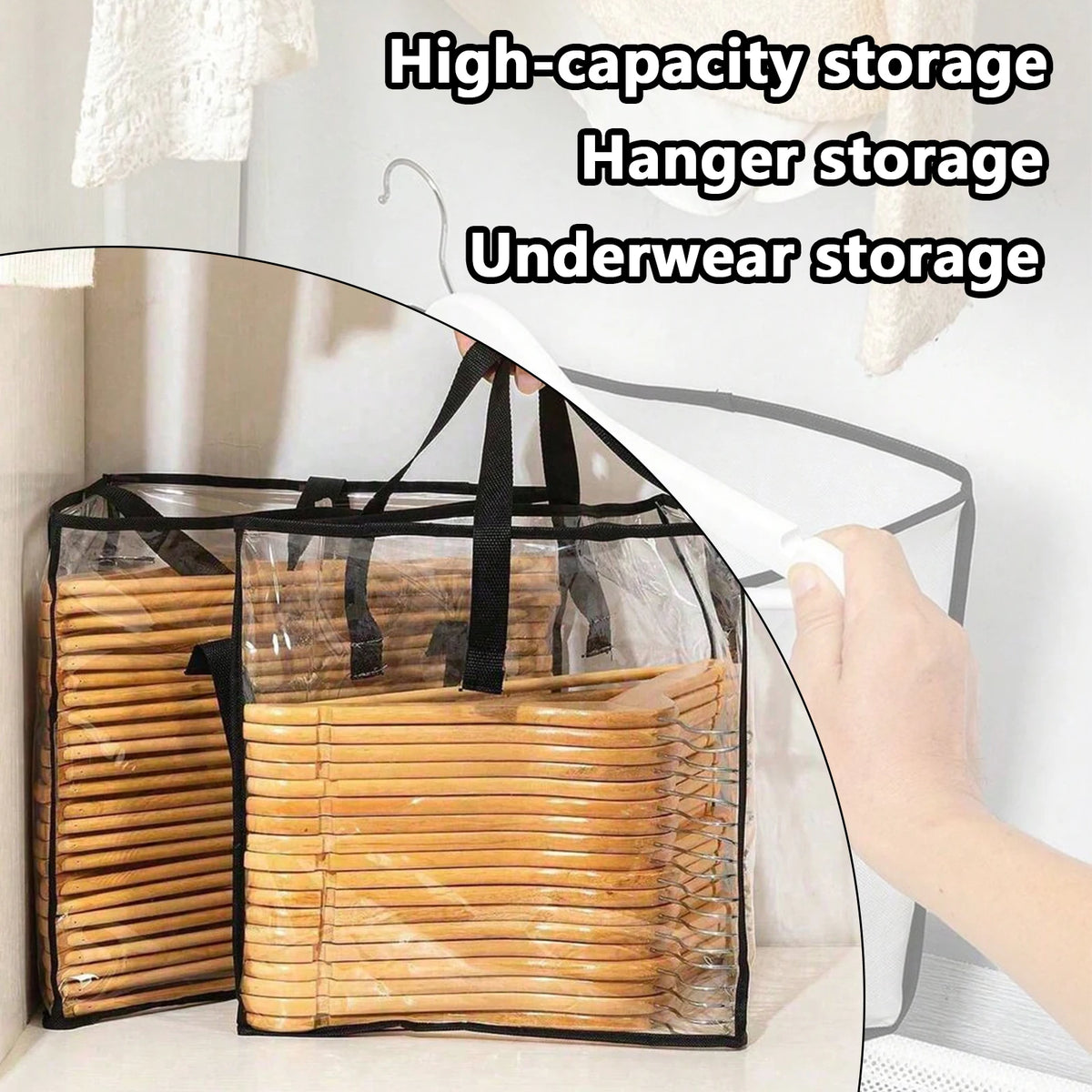 Foldable Triangle Clothes Hanger Organizer Bag – Clear & Large