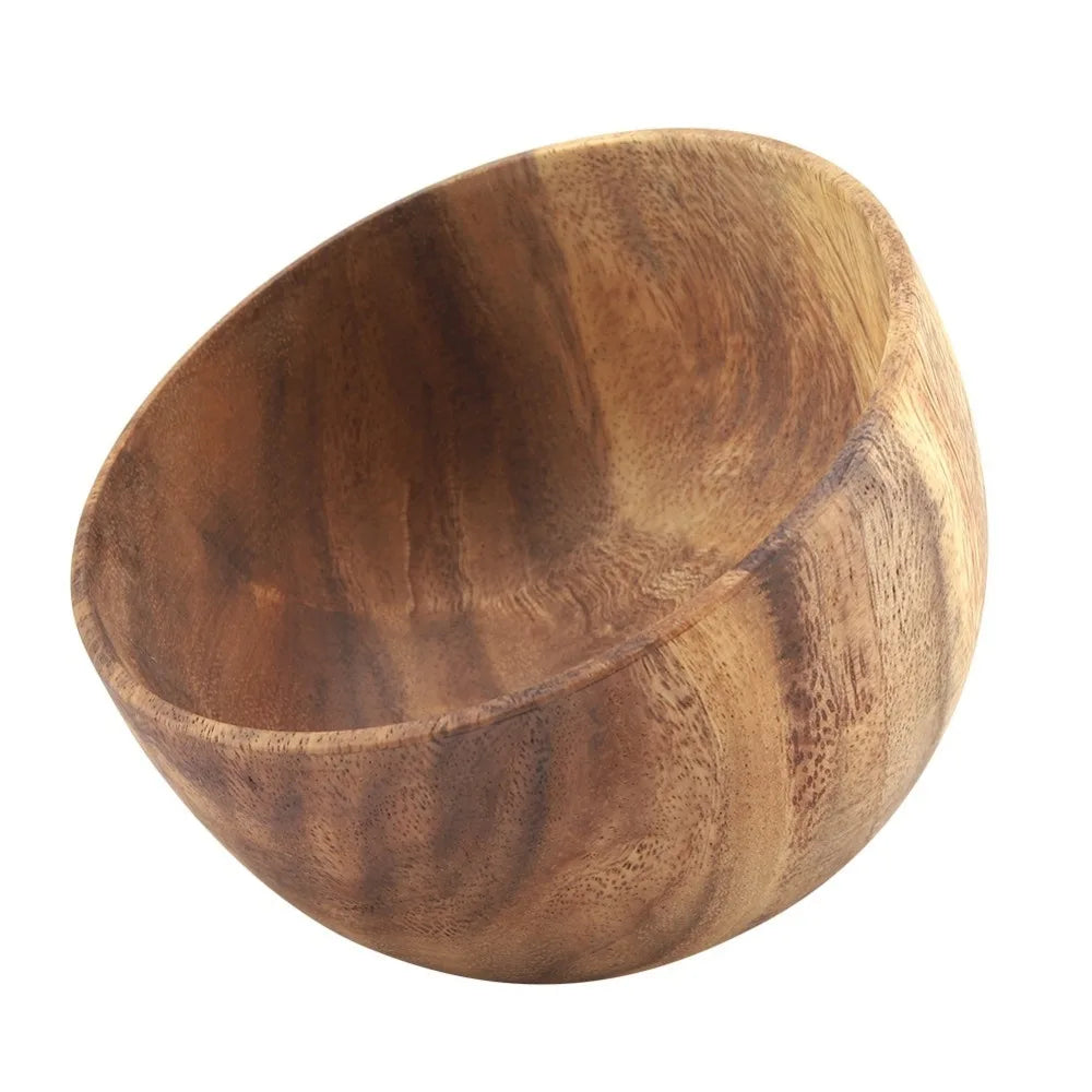 Solid Wood Salad & Rice Bowl – Burr-Free, Deep, Multi-Size