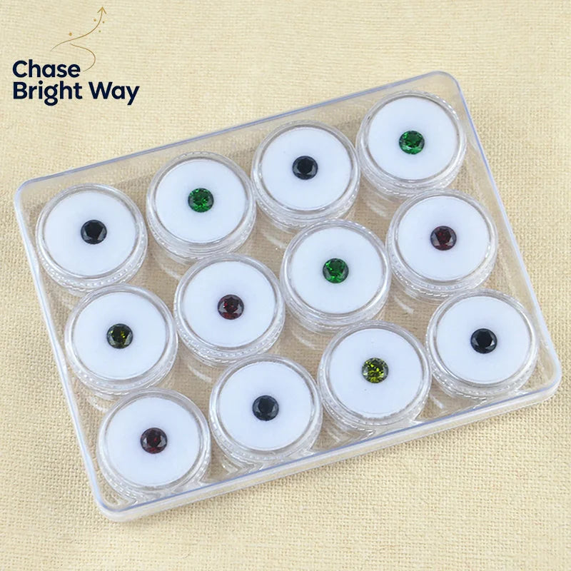 Round Gemstone Storage Jars – 12-Pack Acrylic Display Organizer
