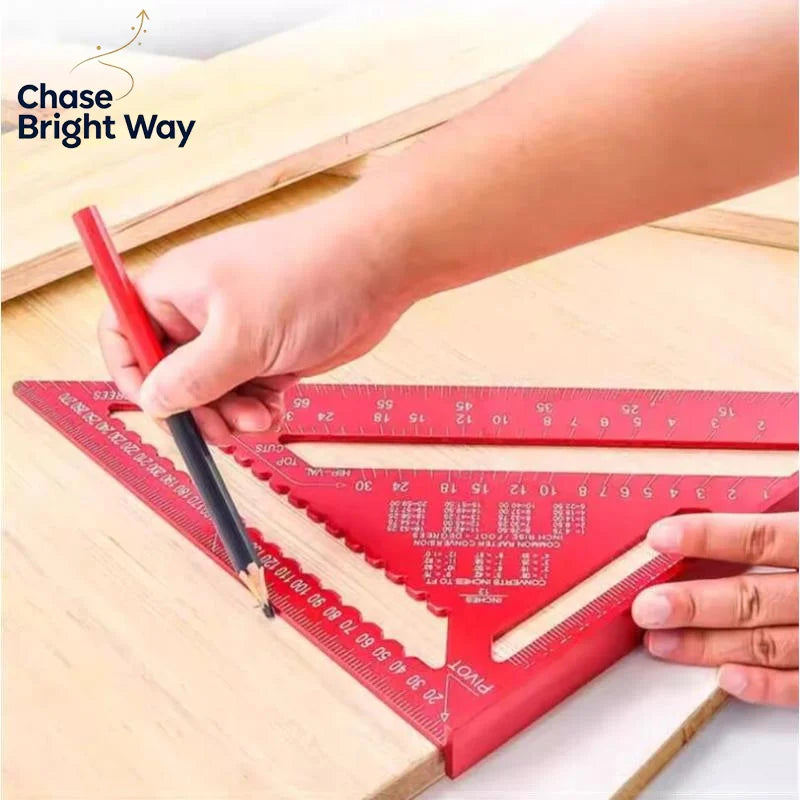 Aluminum Alloy Triangle Ruler – 4-in-1 Precision Woodworking Gauge