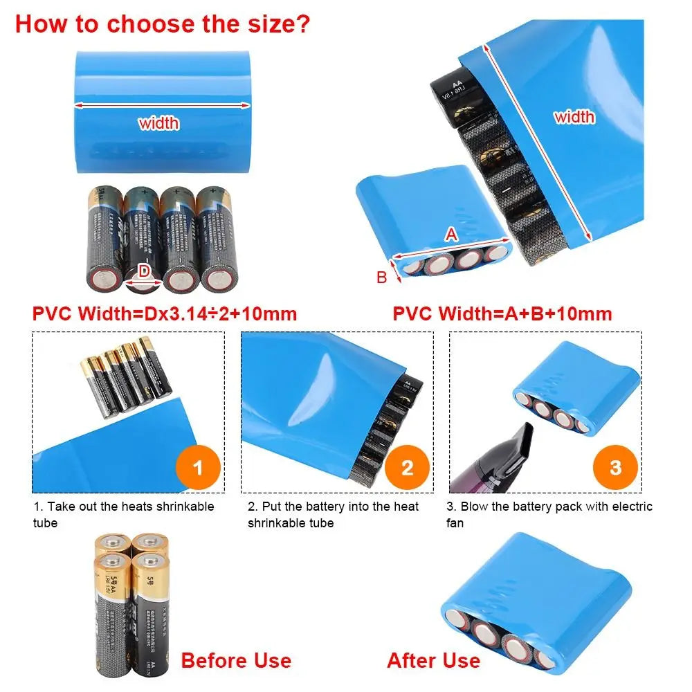 PVC Heat Shrink Tube 1M – 18650 Battery Wrap 70–200mm