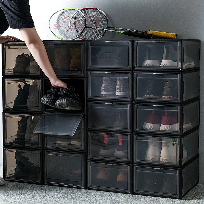 Transparent Flip-Top Sneaker Display Box – Stackable Shoe Organizer