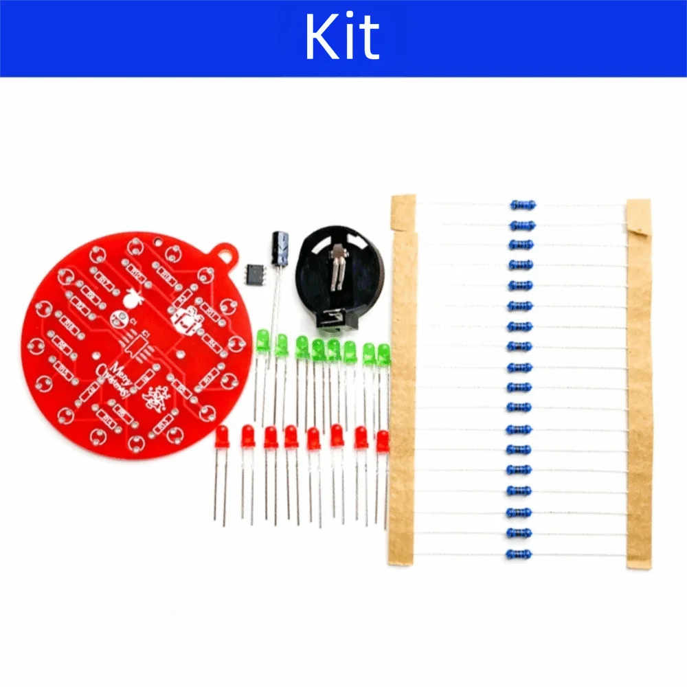 NE555 LED Christmas Tree DIY Soldering Kit – Red & Green PCB