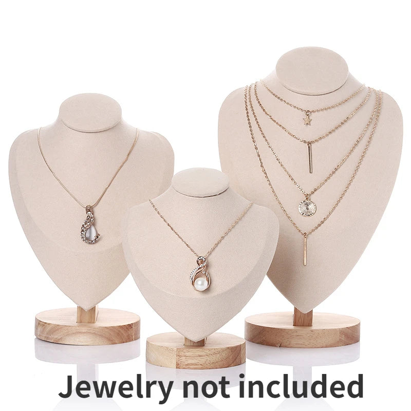 Velvet Bust Necklace Display Stand – Heart-Shaped Jewelry Organizer