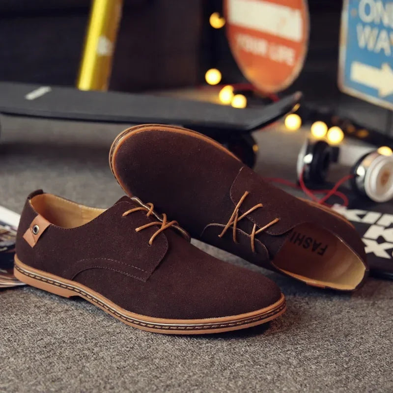 LEDP Men's Faux Suede Oxford Dress Shoes – Lace-Up Flats