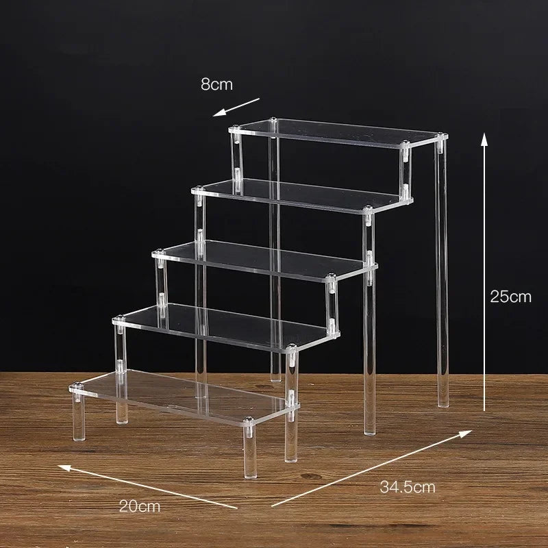 Black Acrylic Display Stand Riser 1–5 Tier Organizer Rack