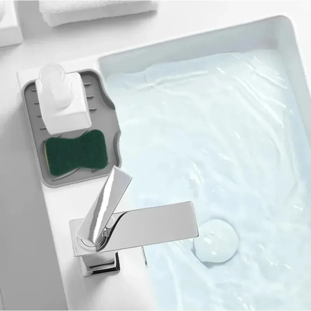 Silicone Self-Draining Soap Dish & Sponge Drain Pad