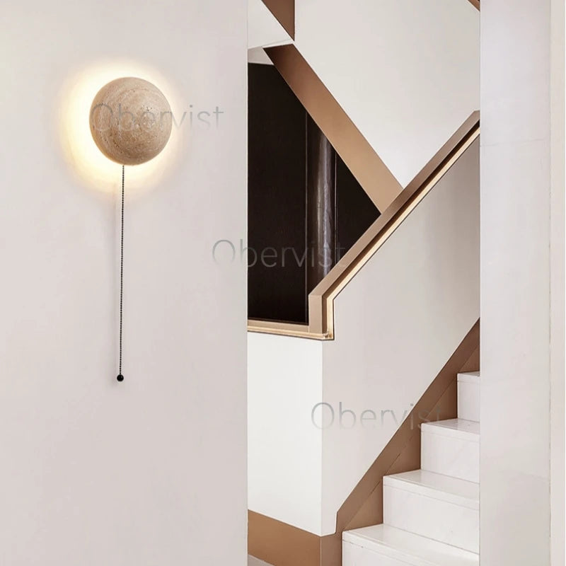 Travertine Stone LED Wall Sconce – Wabi Sabi Natural Light