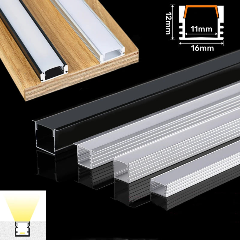 U-Shape LED Aluminum Profile Channel 50cm – Black/Milky Cover
