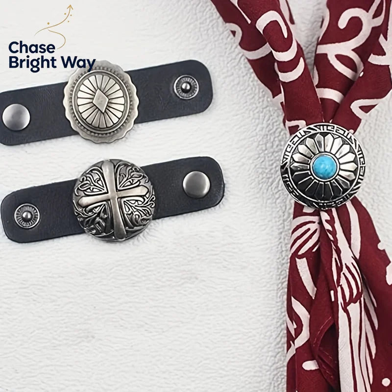 Western Vintage Scarf Slide Ring Buckle – Zinc Alloy Neckwear Clip
