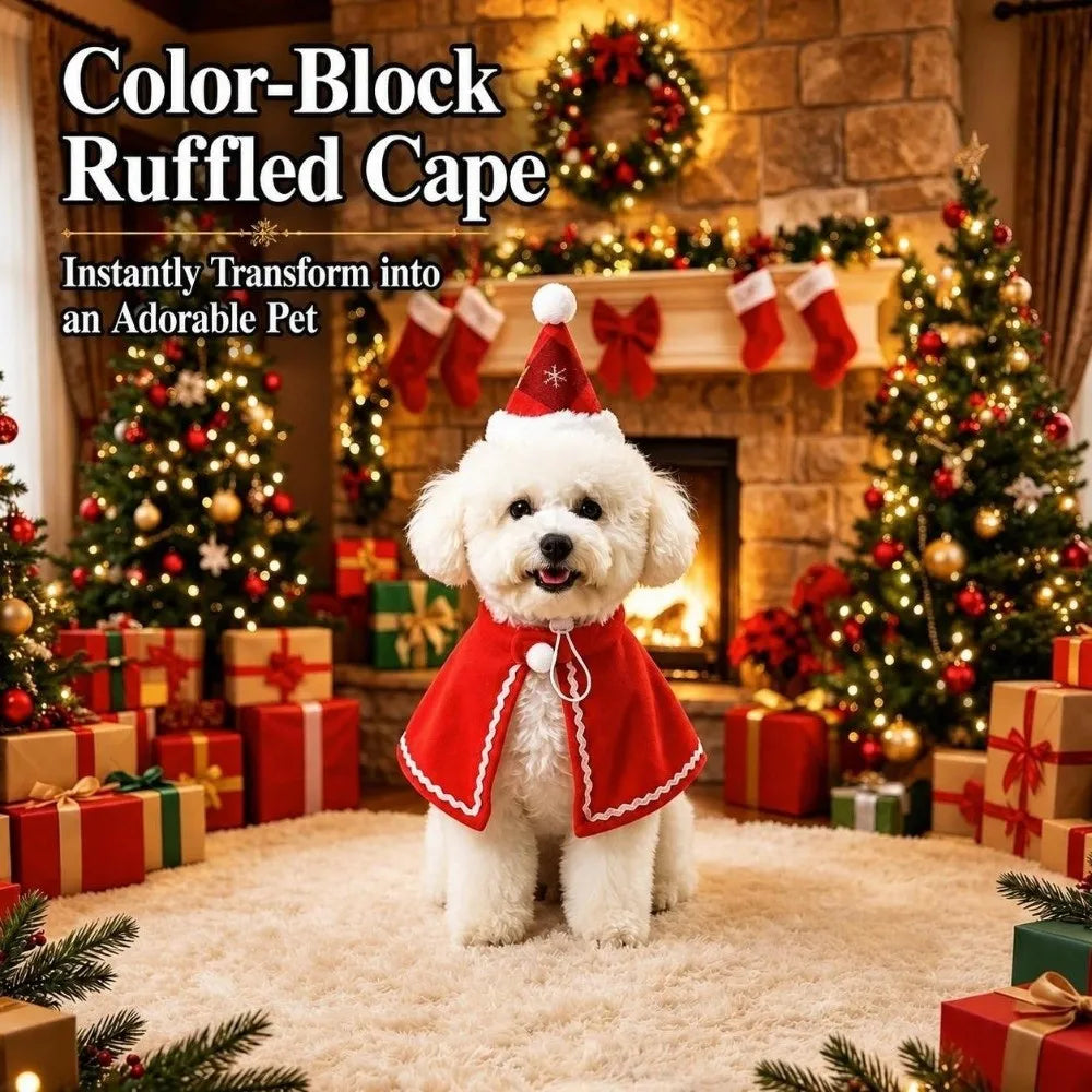 Christmas Dog & Cat Scarf Hat Set – 2-Piece Winter Pet Collar