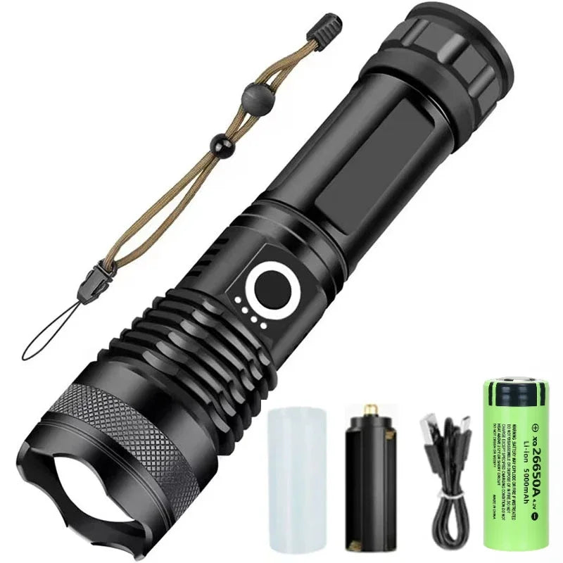 SAMMY XHP50 LED Flashlight 90000LM Zoomable USB Rechargeable Torch