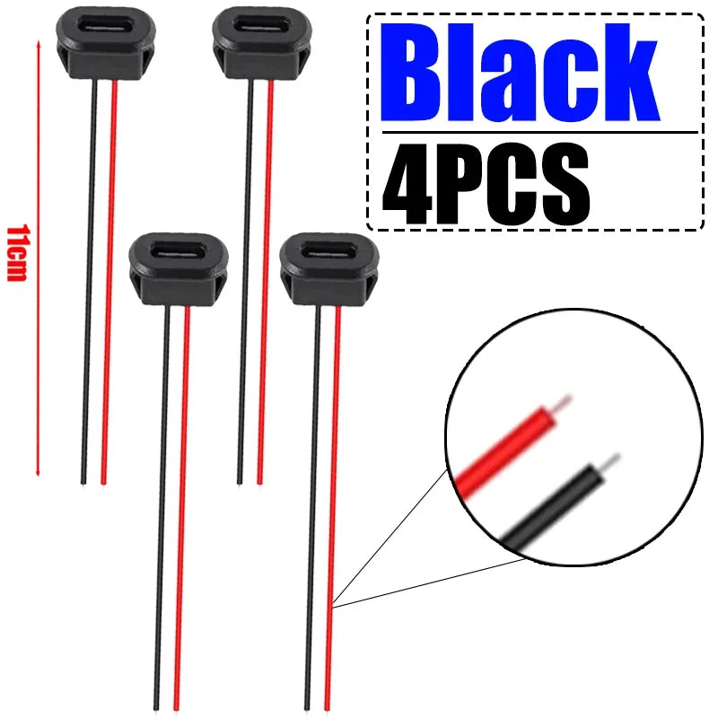 USB-C Waterproof Pigtail Cable – Female Chassis 2-Pin Solder