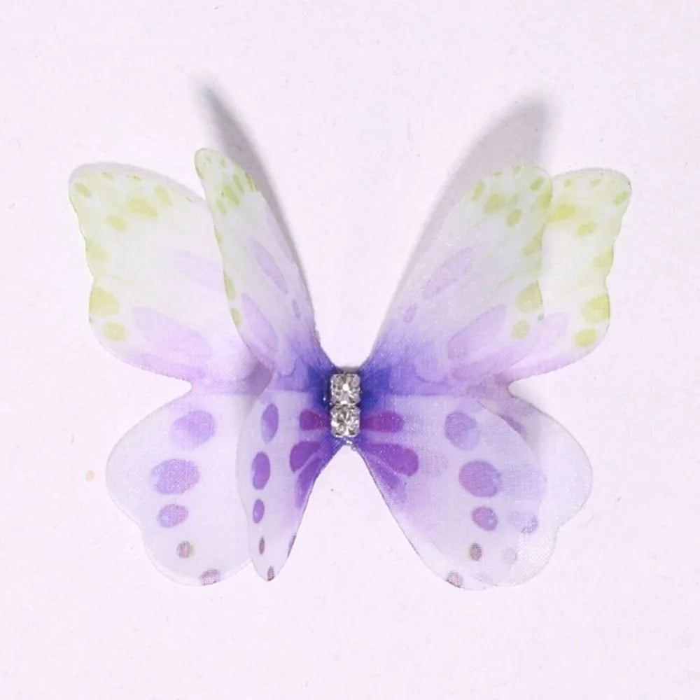 50-Pack 3D Organza Butterfly Appliques – Rhinestone Chiffon Patches