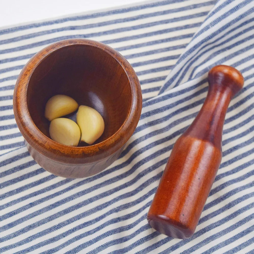Wooden Mortar and Pestle Set – Jujube Wood Spice Grinder