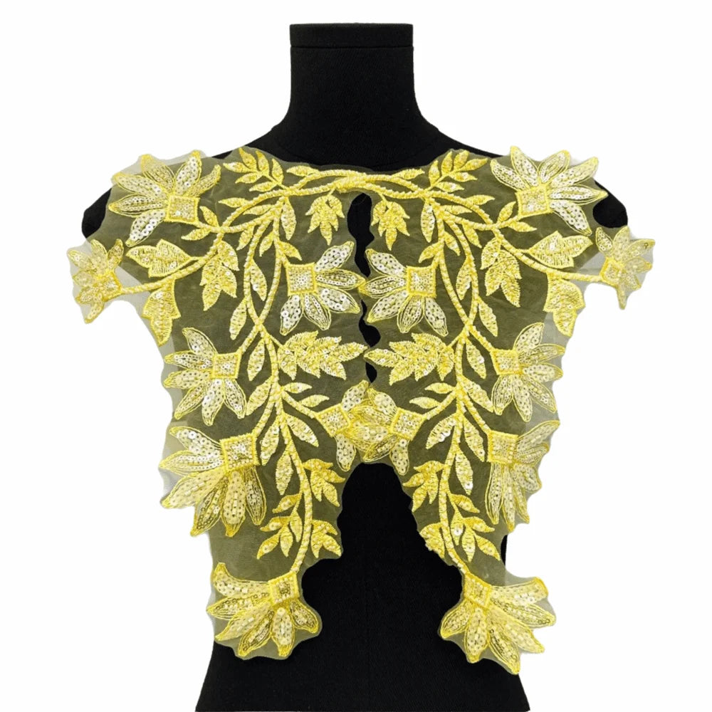 3D Nail Beads Embroidered Lace Sequin Patch – DIY Fabric