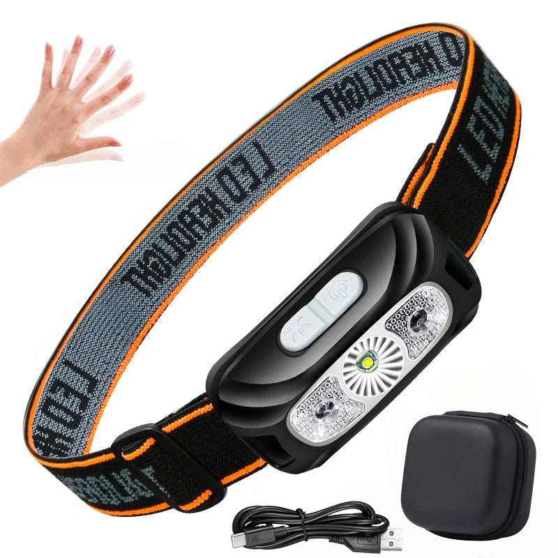 USB Rechargeable LED Headlamp – Motion Sensor, 4 Modes