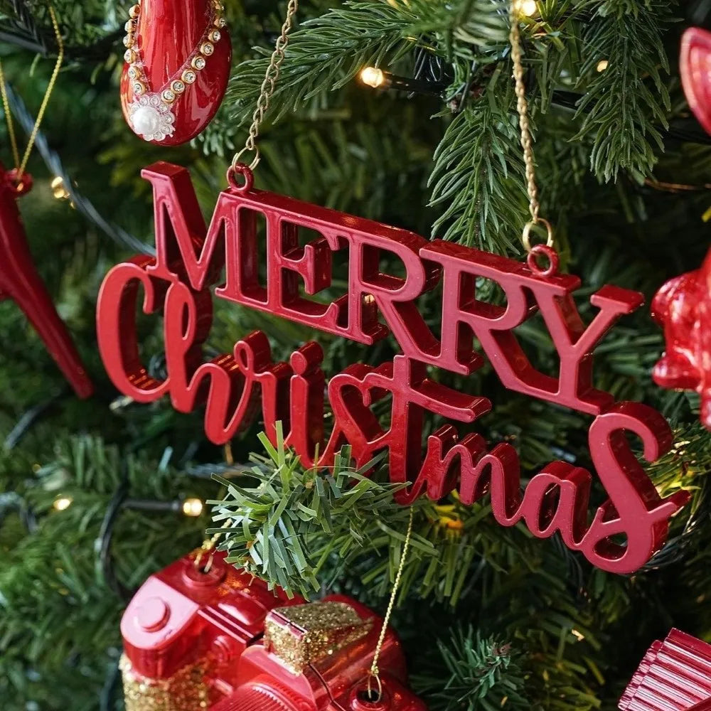 Red Novelty Christmas Ornaments – Glossy Plastic Hanging Pendants