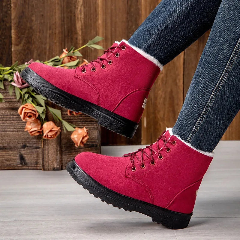 Women's Fur-Lined Waterproof Snow Boots – Warm Platform Ankle