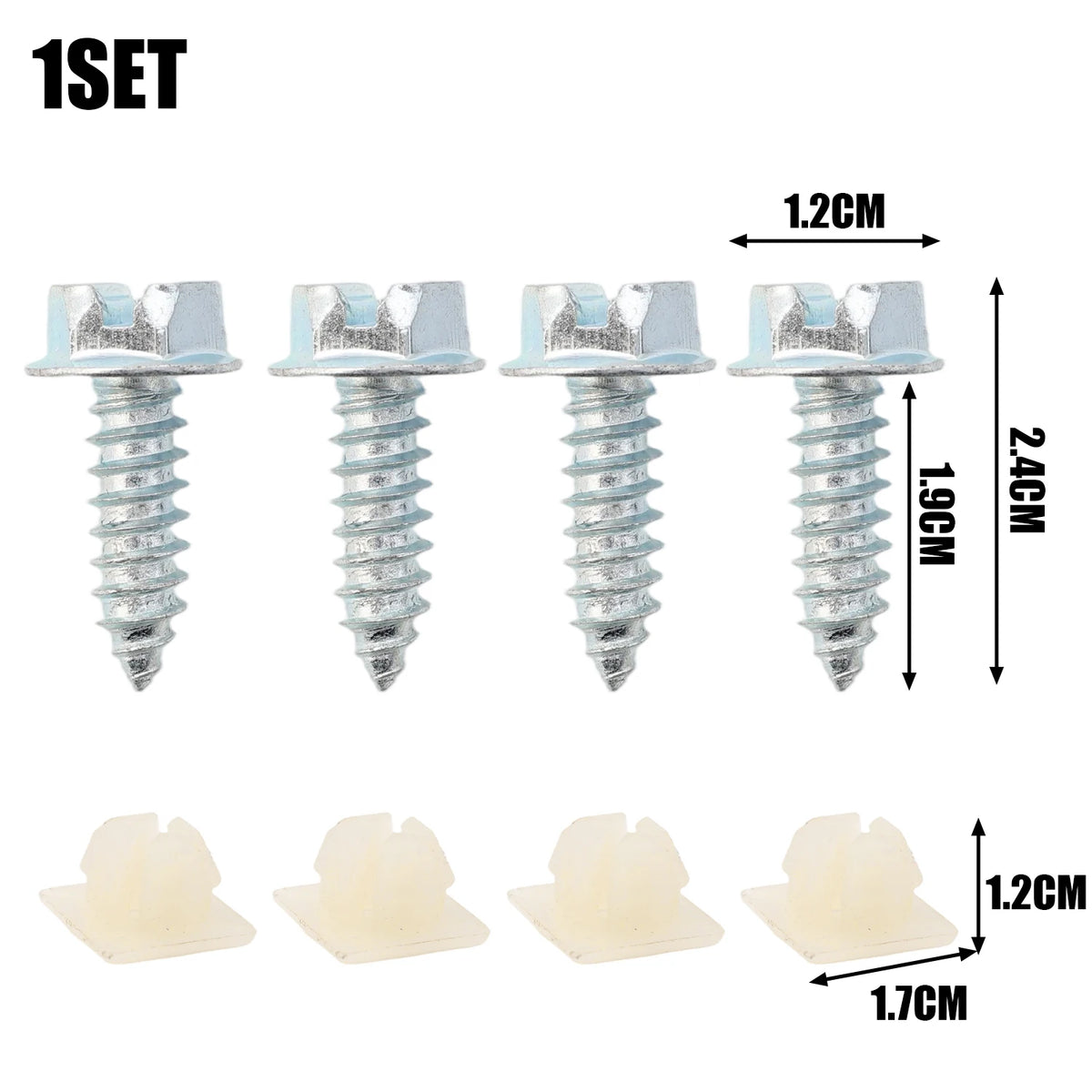 Universal License Plate Screws with Nylon Washers – 4-Pack