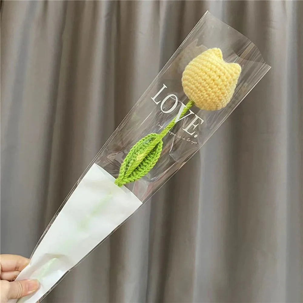 Handmade Crochet Tulip Bouquet – Knitted Cotton Artificial Flowers