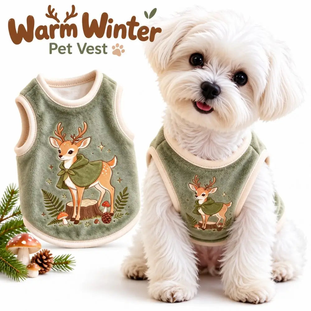 Cartoon Plush Pet Jumper – Warm Dog & Cat Clothes | Green