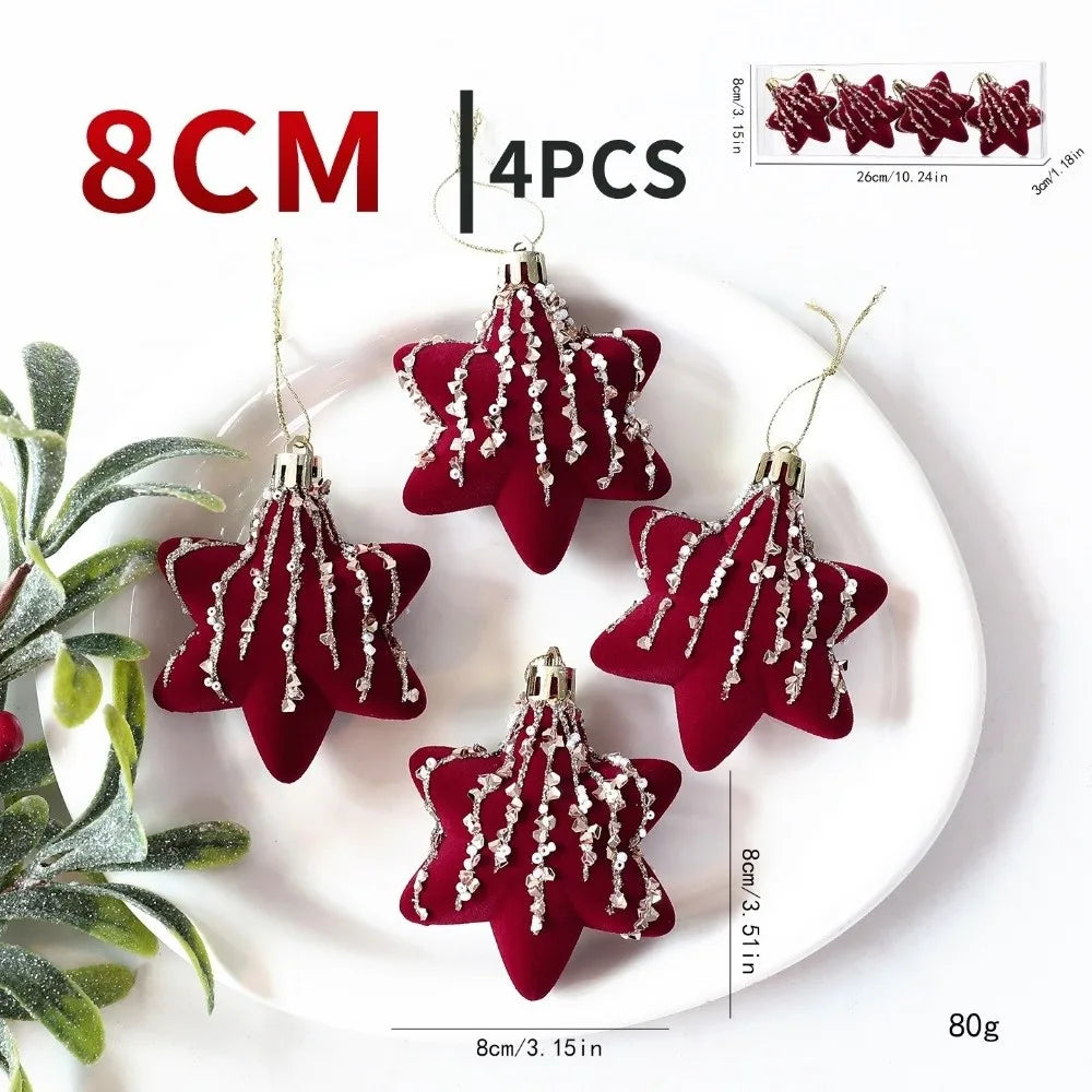 Red Flocked Christmas Ball Ornaments | DIY Holiday Hanging Decor
