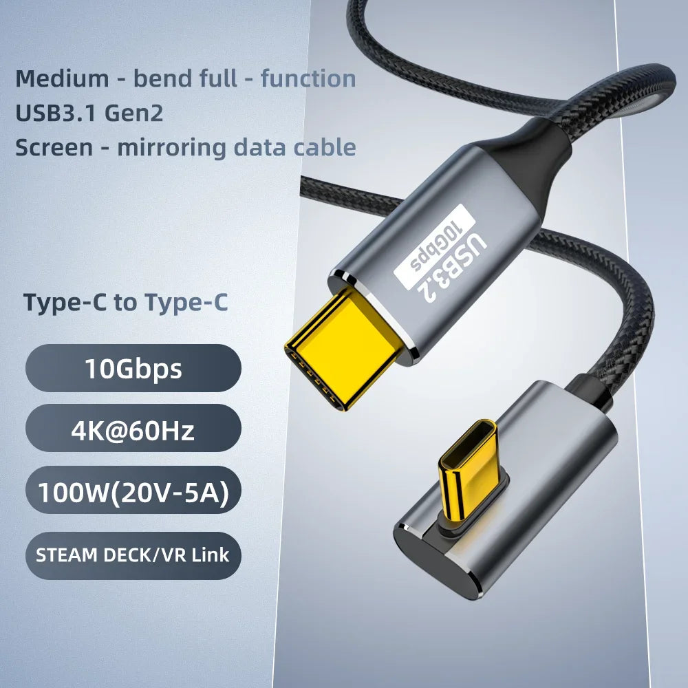 USB-C 100W 5A Cable – 10Gbps Data, 4K 60Hz, QC4.0 Charging