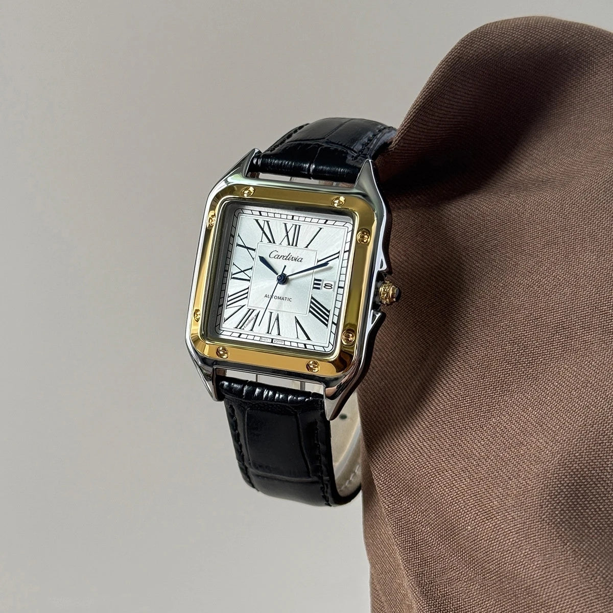 Women's Square Roman Numeral Quartz Watch | Leather Strap