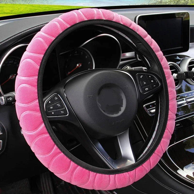 Short-Fur Plush Steering Wheel Cover – Winter Warm 37–39CM