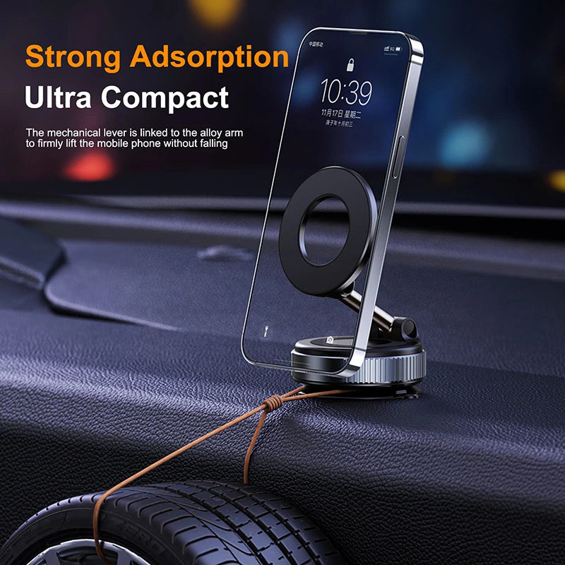 Magnetic Car Phone Holder – 360° Foldable Vacuum Suction Mount