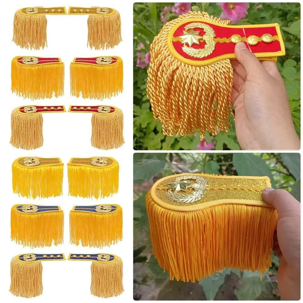 Tassel Fringe Epaulettes Shoulder Pad Brooch with Buckle – 1 Pair